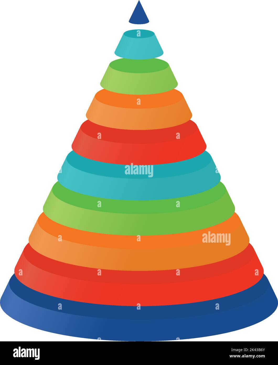3D illustration infographic template with cone divided to ten parts