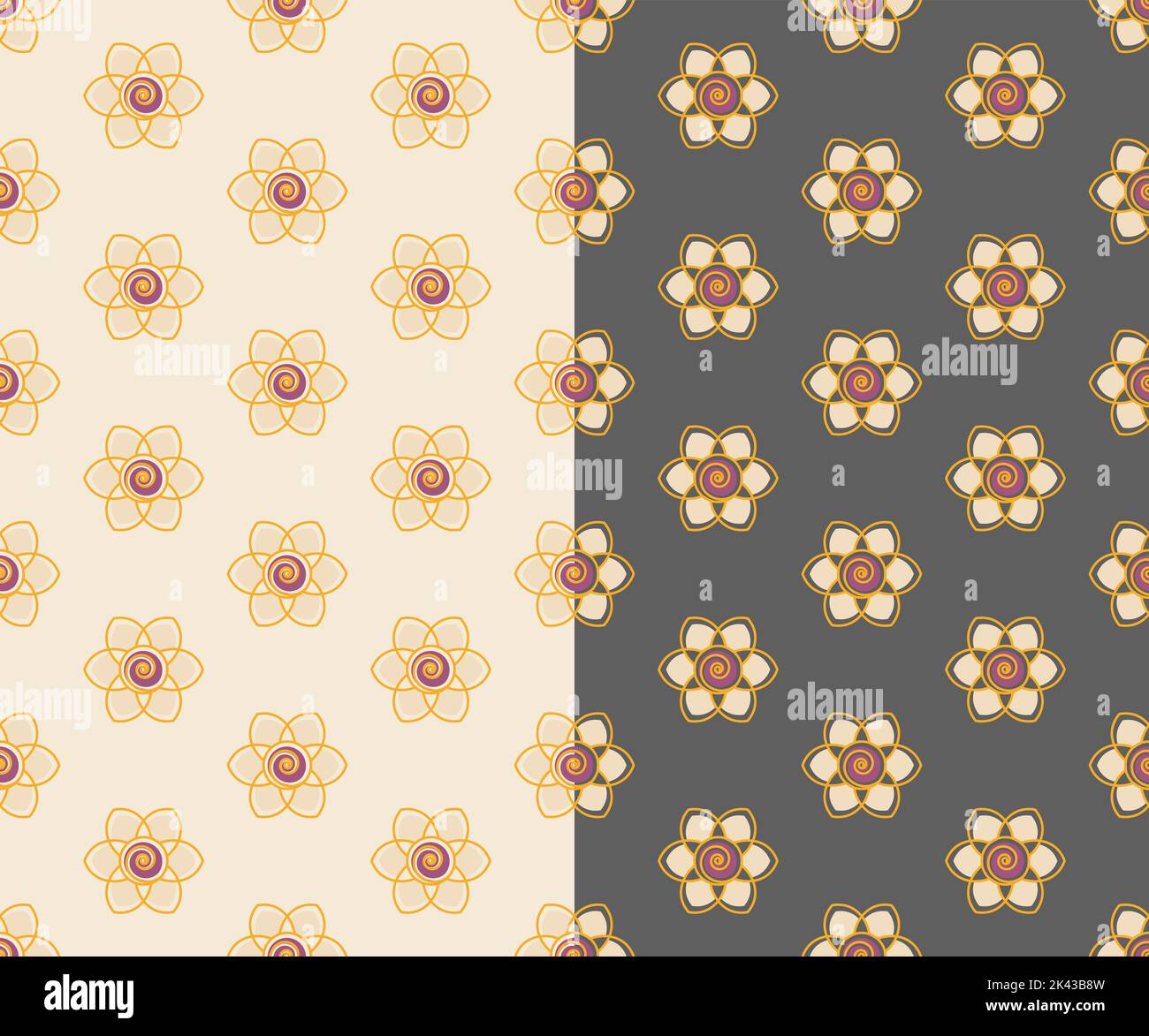 Cute floral seamless pattern. Baby flower boho style ornamental grid. Romantic surface cover design. Transparent background. Vector Stock Vector