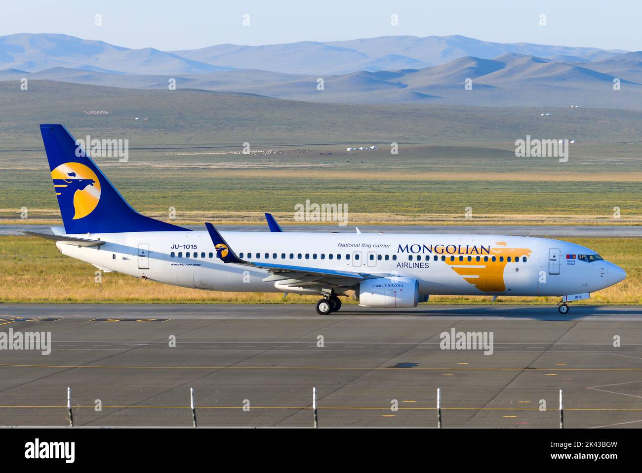 MIAT Mongolian Airlines Boeing 737 aircraft at Ulaanbaatar