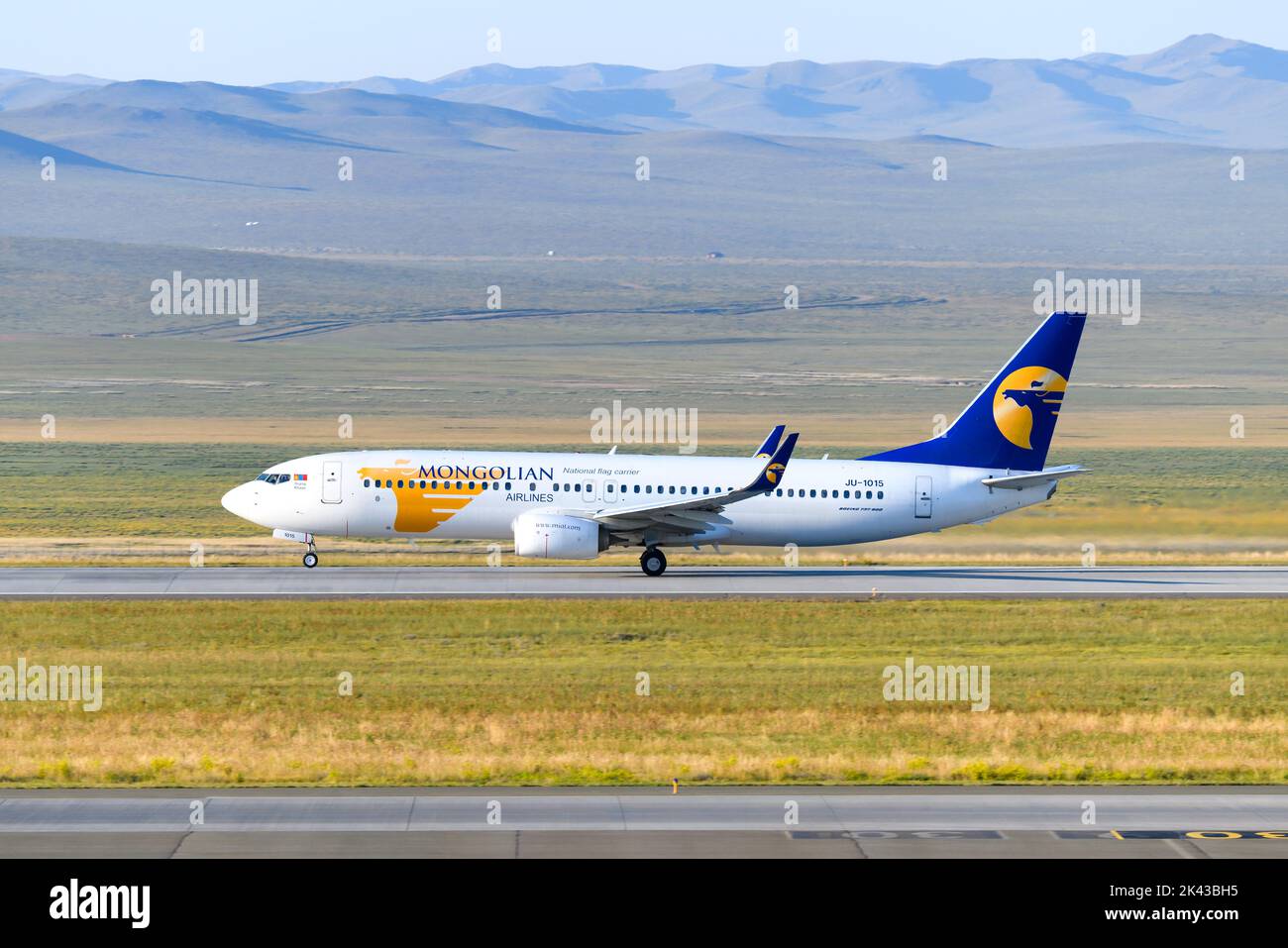 MIAT Mongolian Airlines Boeing 737 at the New Ulaanbaatar International