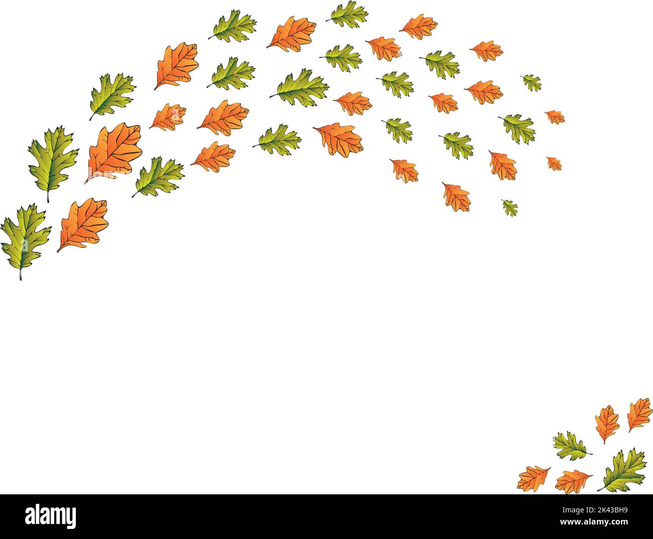 Fall leaves flying around paper as a border Stock Vector
