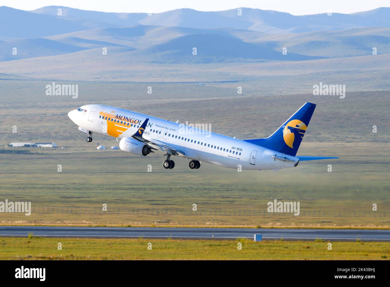 MIAT Mongolian Airlines Boeing 737 plane at Ulaanbaatar International