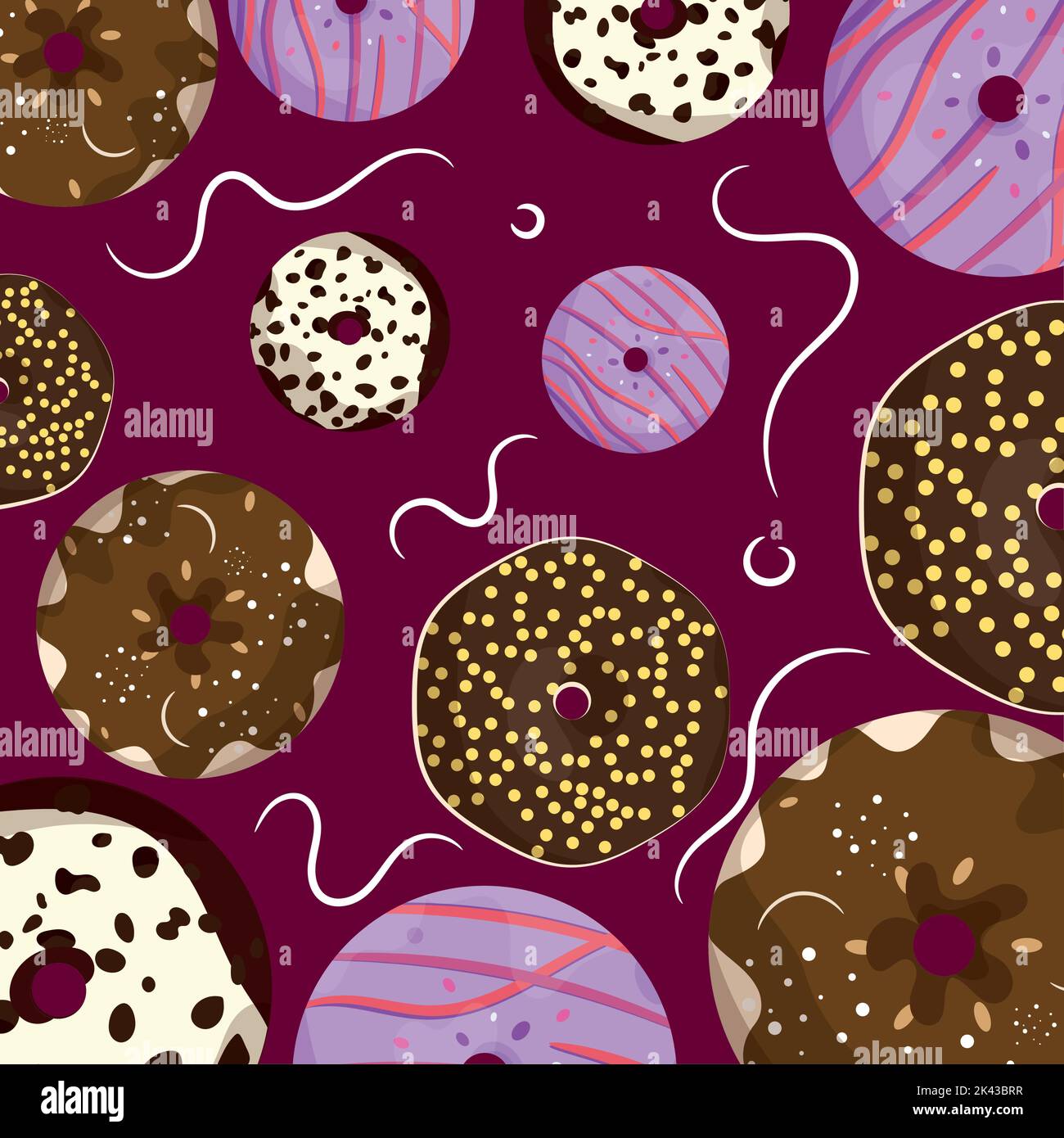 Colored seamless pattern background with donuts with chocolates Vector ...