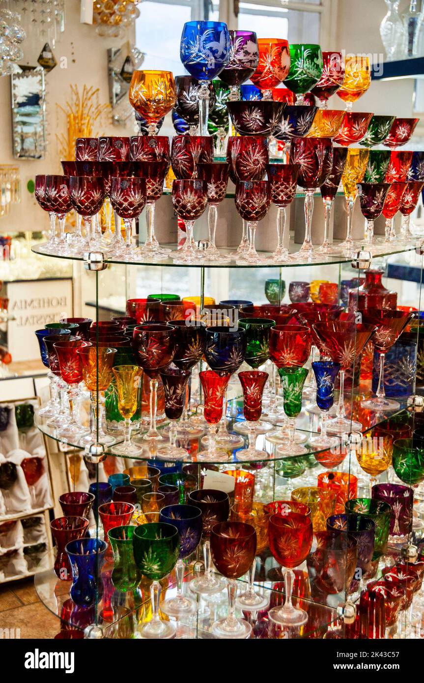 Bohemian crystal souvenirs in Prague Stock Photo Alamy