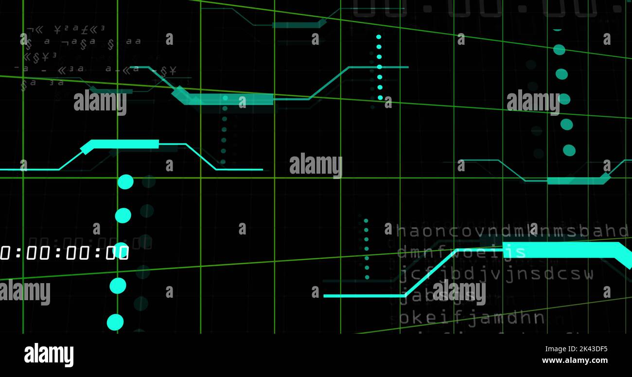 Image of data processing on black background Stock Photo - Alamy