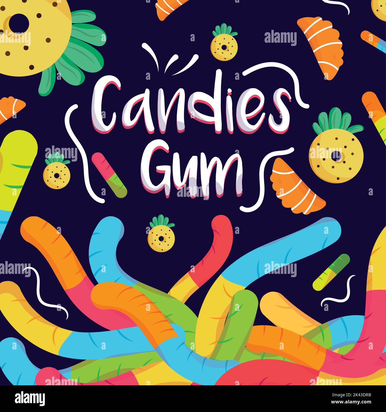 Colored seamless pattern background with gum candies Vector Stock ...