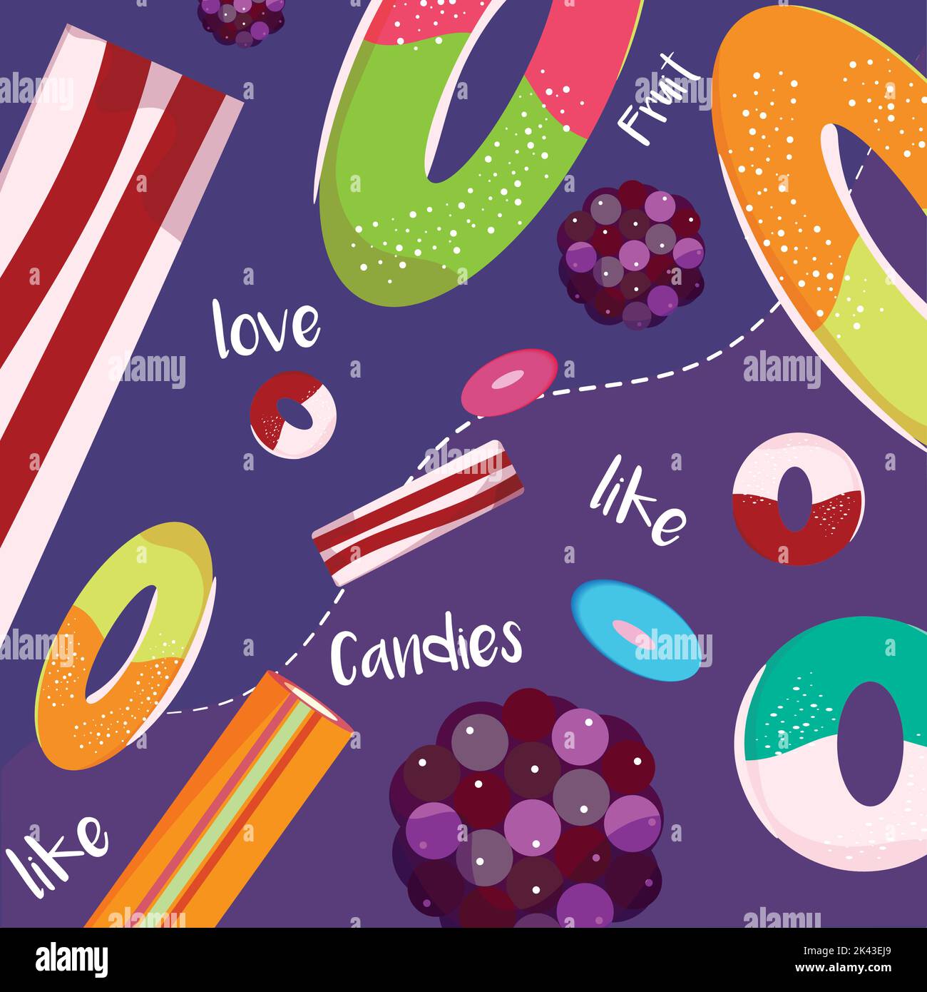 Colored seamless pattern background with different candies Vector Stock Vector