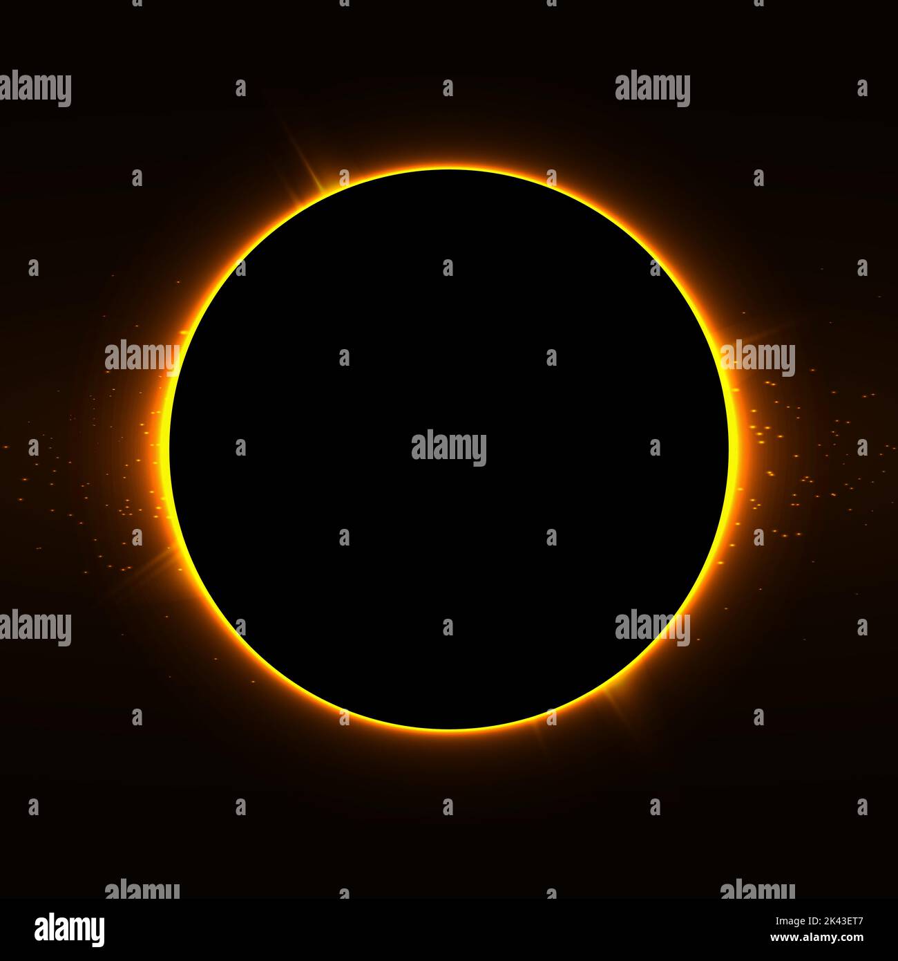 Total solar eclipse. Vector illustration. Light neon light circular ...