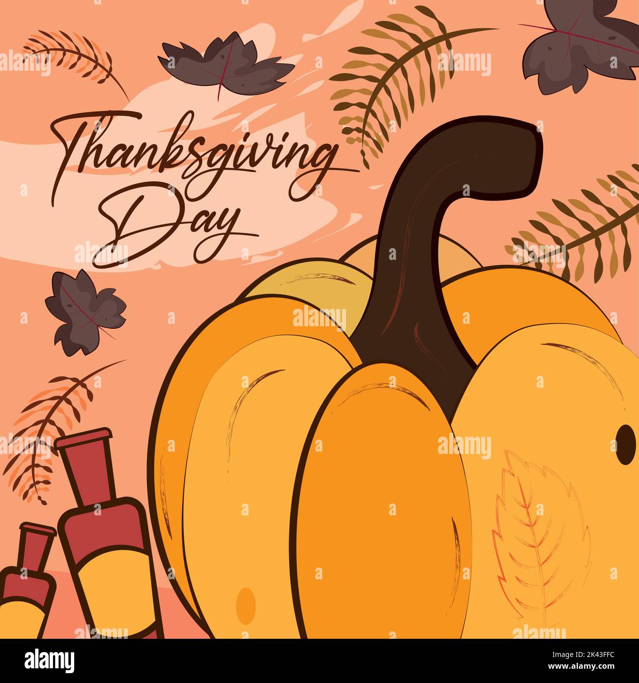 Colored pumpkin on a happy thanksgiving day poster Vector Stock Vector ...