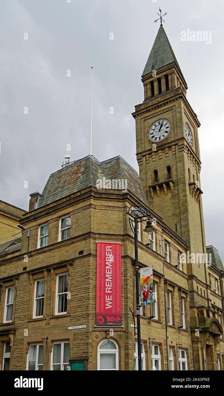 Chorley Town Hall and clock tower, Market Street, Chorley, Lancashire, England, UK , PR7 1DP, 1879 Stock Photo