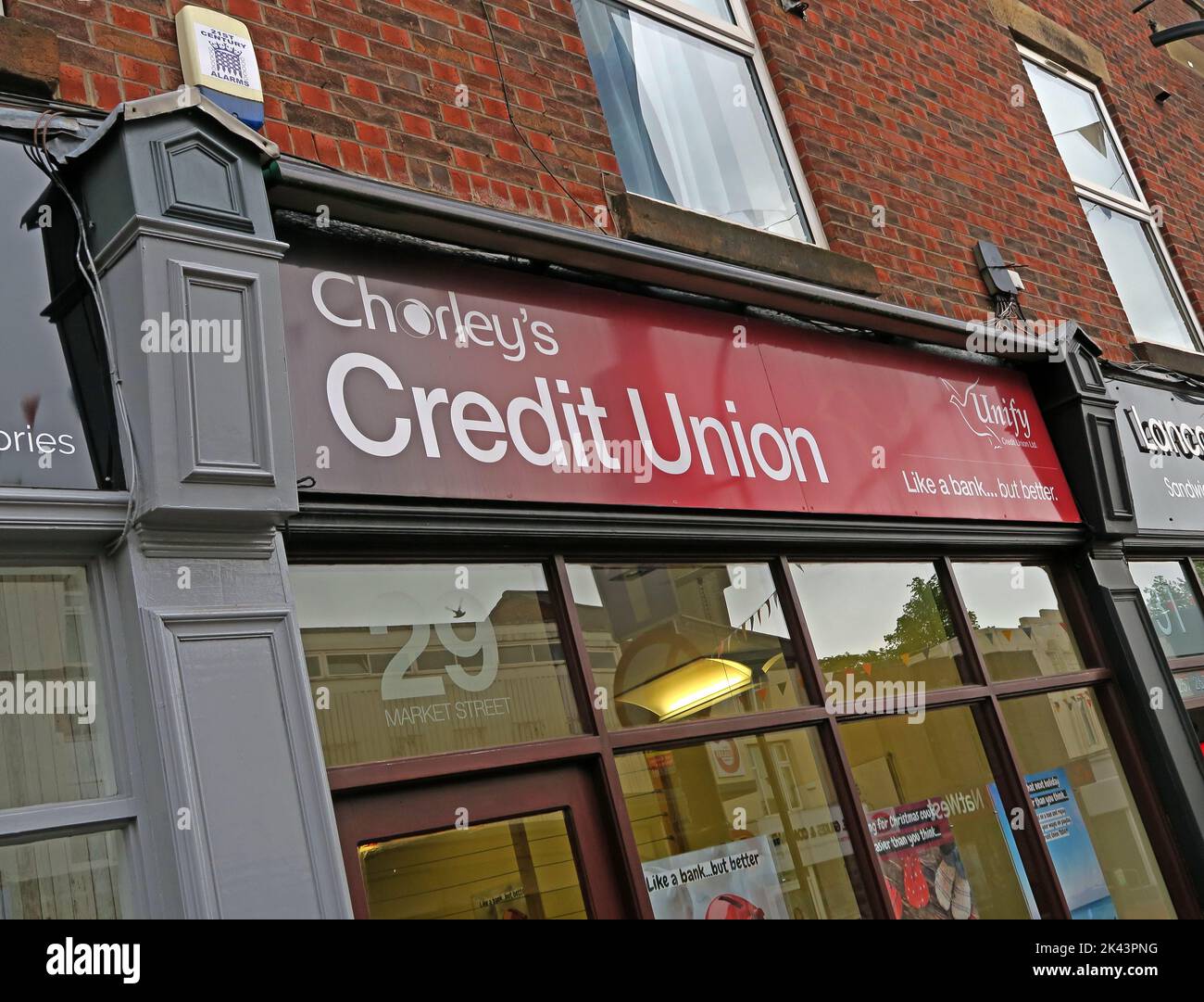 Credit union office in Chorley, Lancashire, England, helping poor people access savings and finance, 29 Market St, Chorley, PR7 2SY Stock Photo