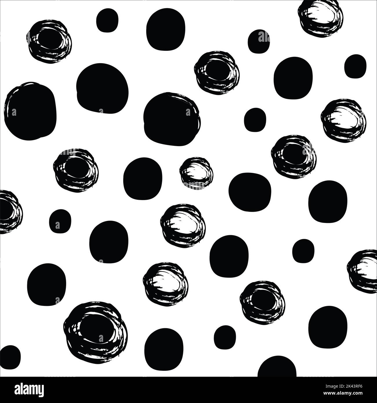Multiple hand drawn black spots on white background. colour fun shapes