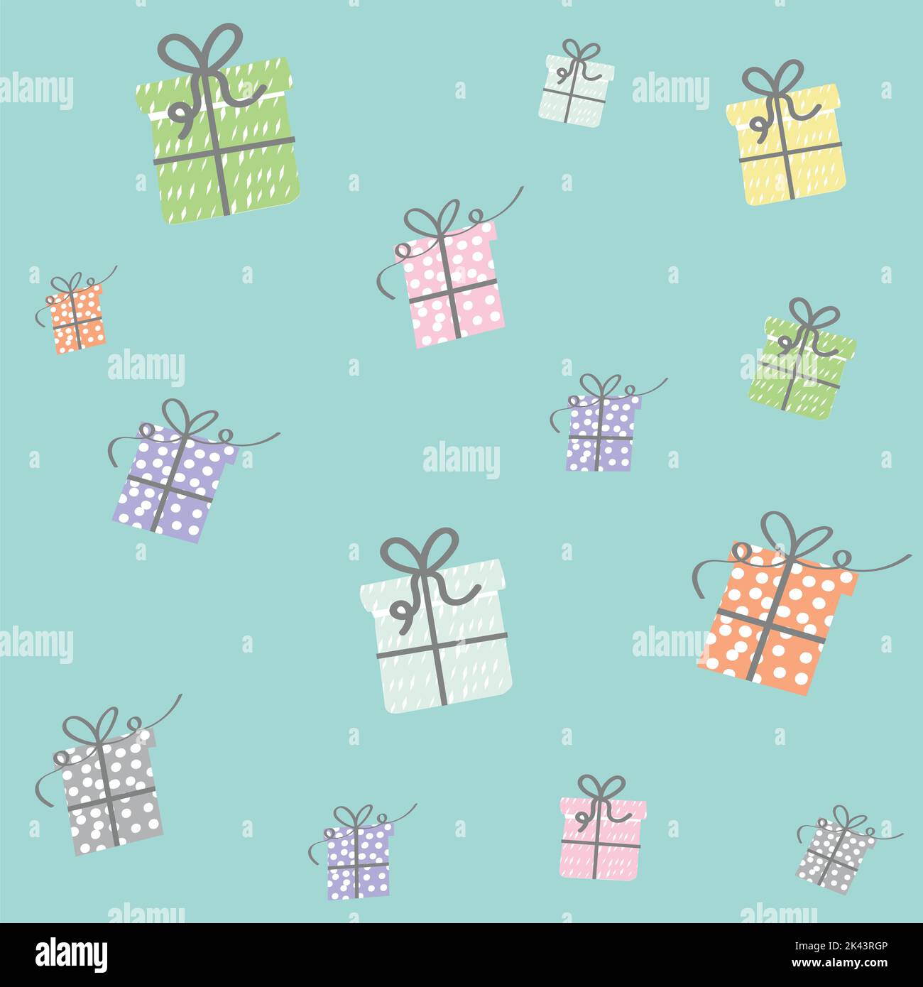Multiple colourful presents over green background. happy birthday party ...