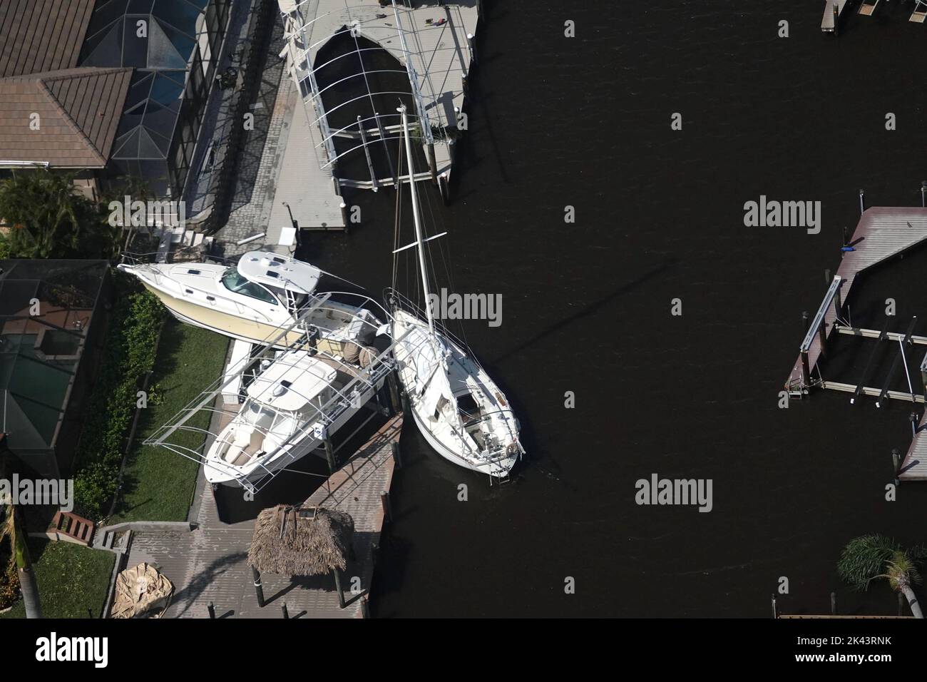 September 29, 2022, Cape Coral, Florida, USA Aerial photo of damage in the aftermath of