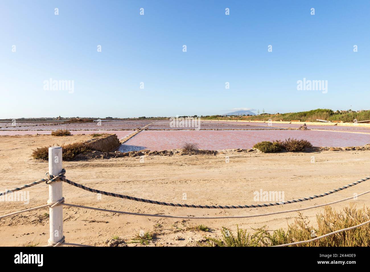 Beautiful Sceneries of The Nature Reserve of the 'Saline dello Stagnone' in Marsala, Trapani Province, Sicily, Italy. Stock Photo