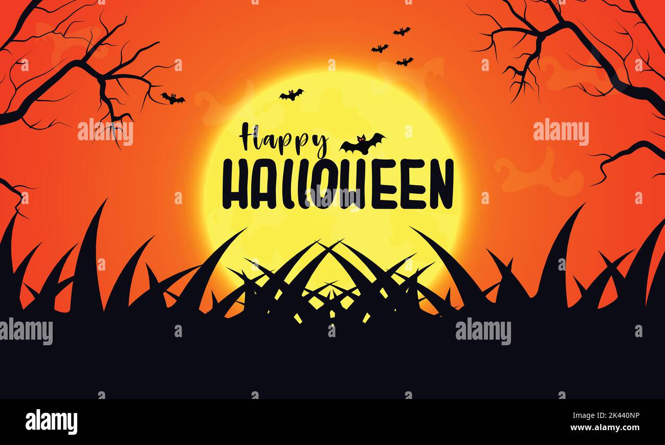 Happy Halloween horror moon vector illustration Stock Vector