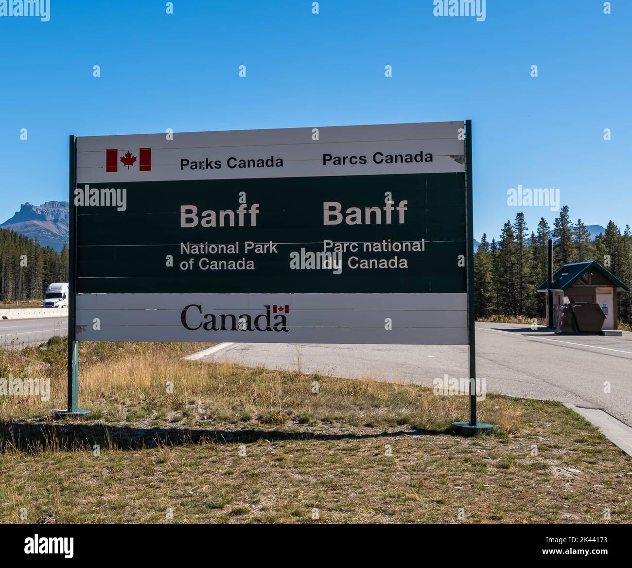 The to Alberta sign on the TransCanada Highway Stock Photo Alamy
