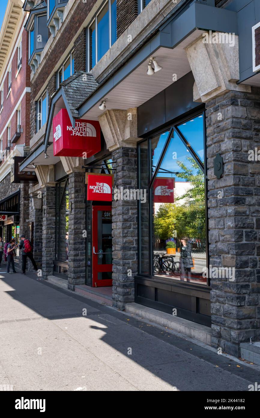 The North Face Store on Banff Avenue in Banff, Alberta, Canada Stock Photo
