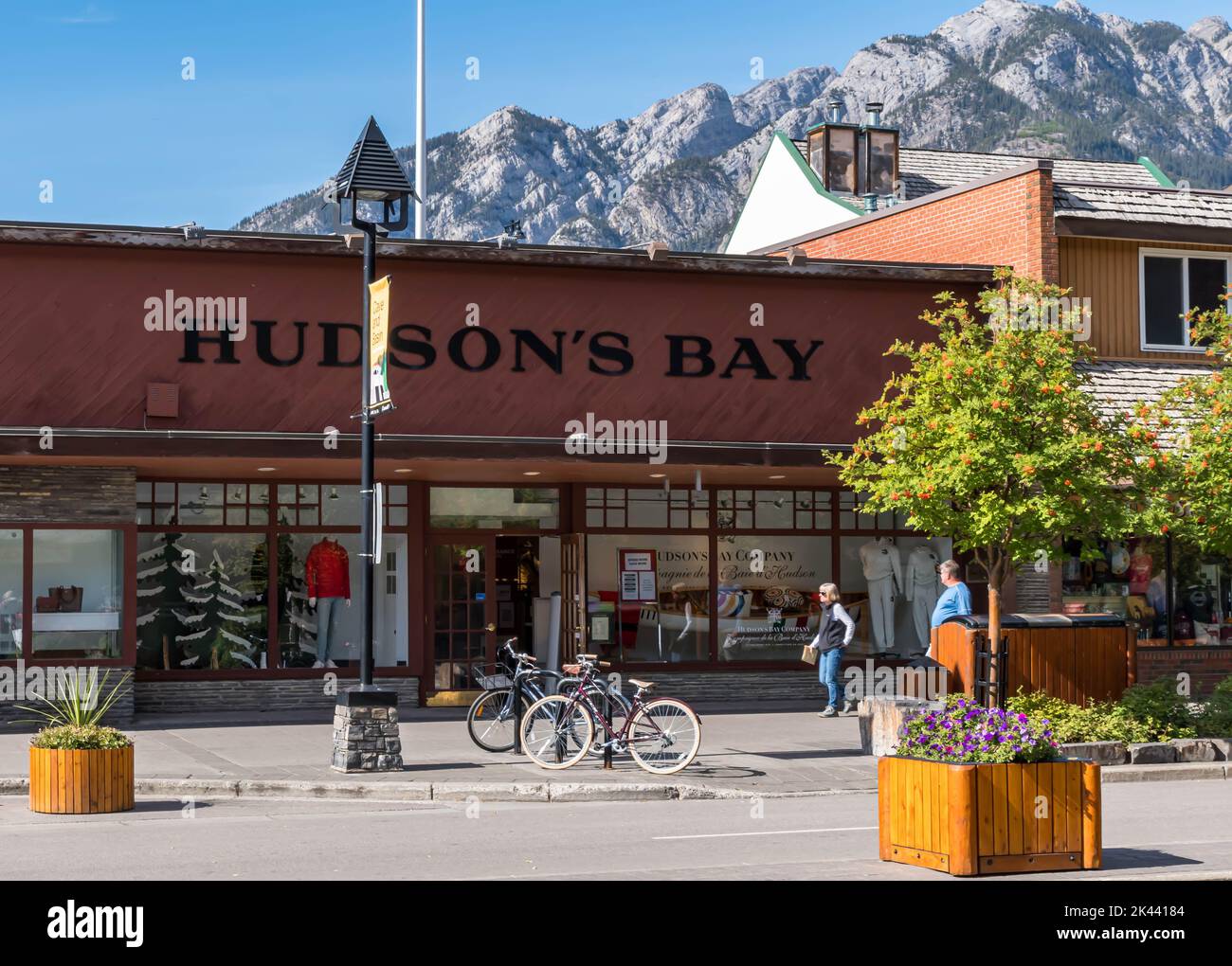 The Hudson Bay Store on Banff Avenue in Banff, Alberta, Canada Stock Photo