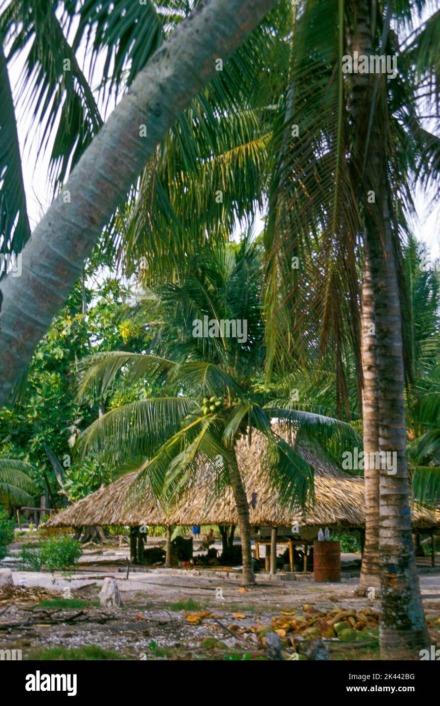 Buariki village, North Tarawa, Kiribati, Central Pacific. This village hosts a small-scale dive resort operated by Japanese nationals. Stock Photo