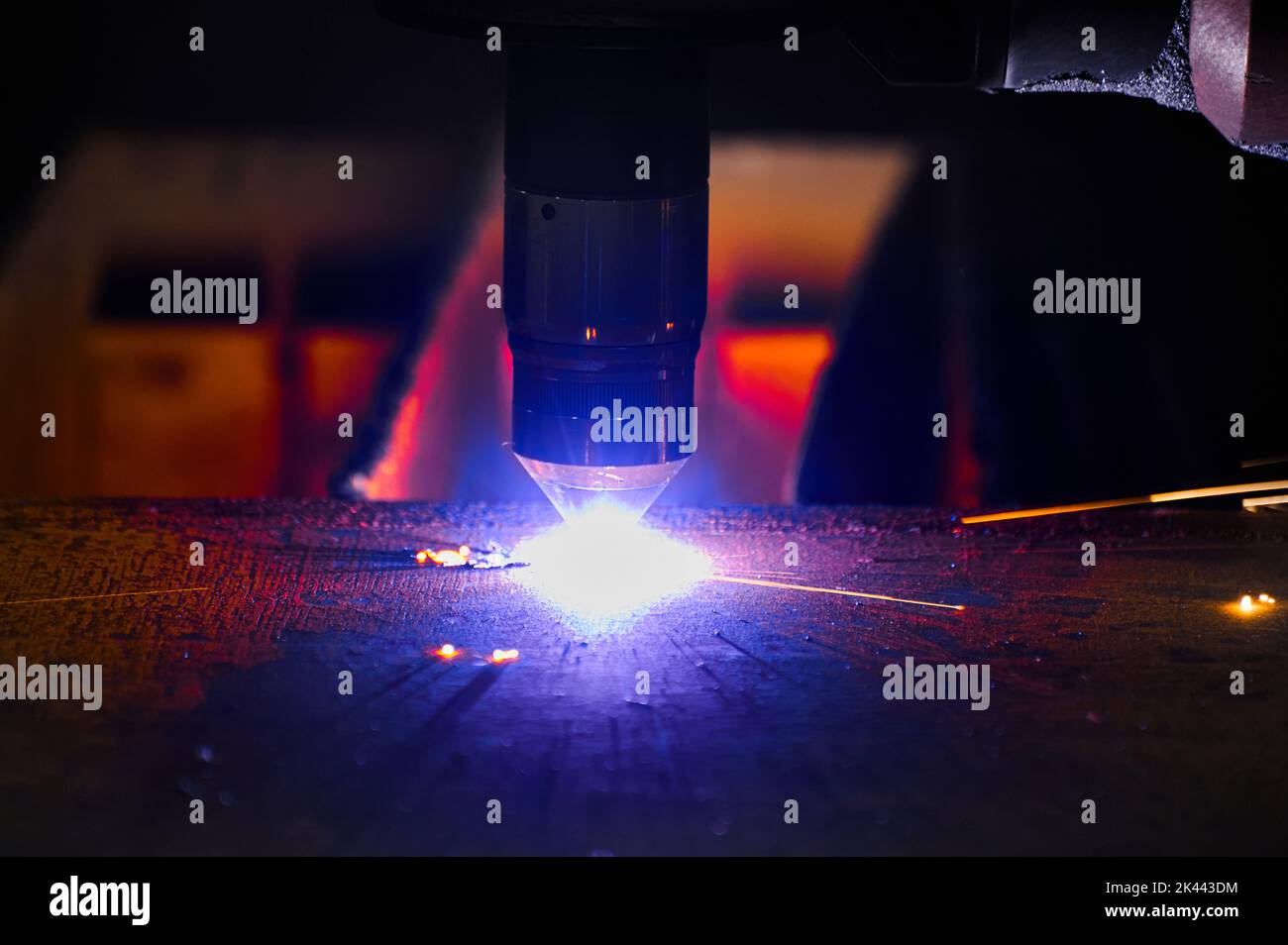 Process of plasma cutting machine tool operation in Stock