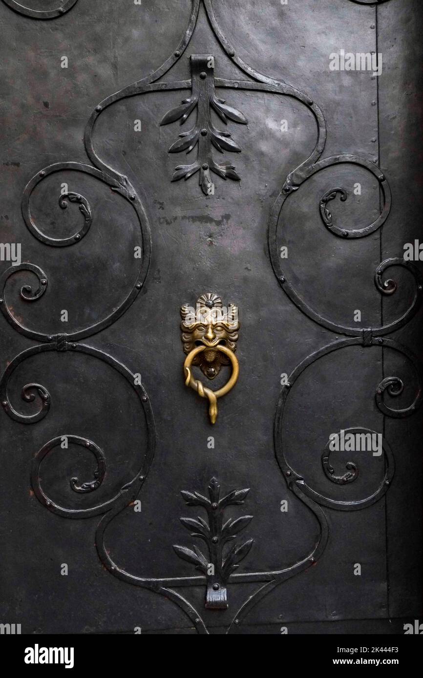 Salzburg, Austria, Europe.Old black metal door 1700's Stock Photo