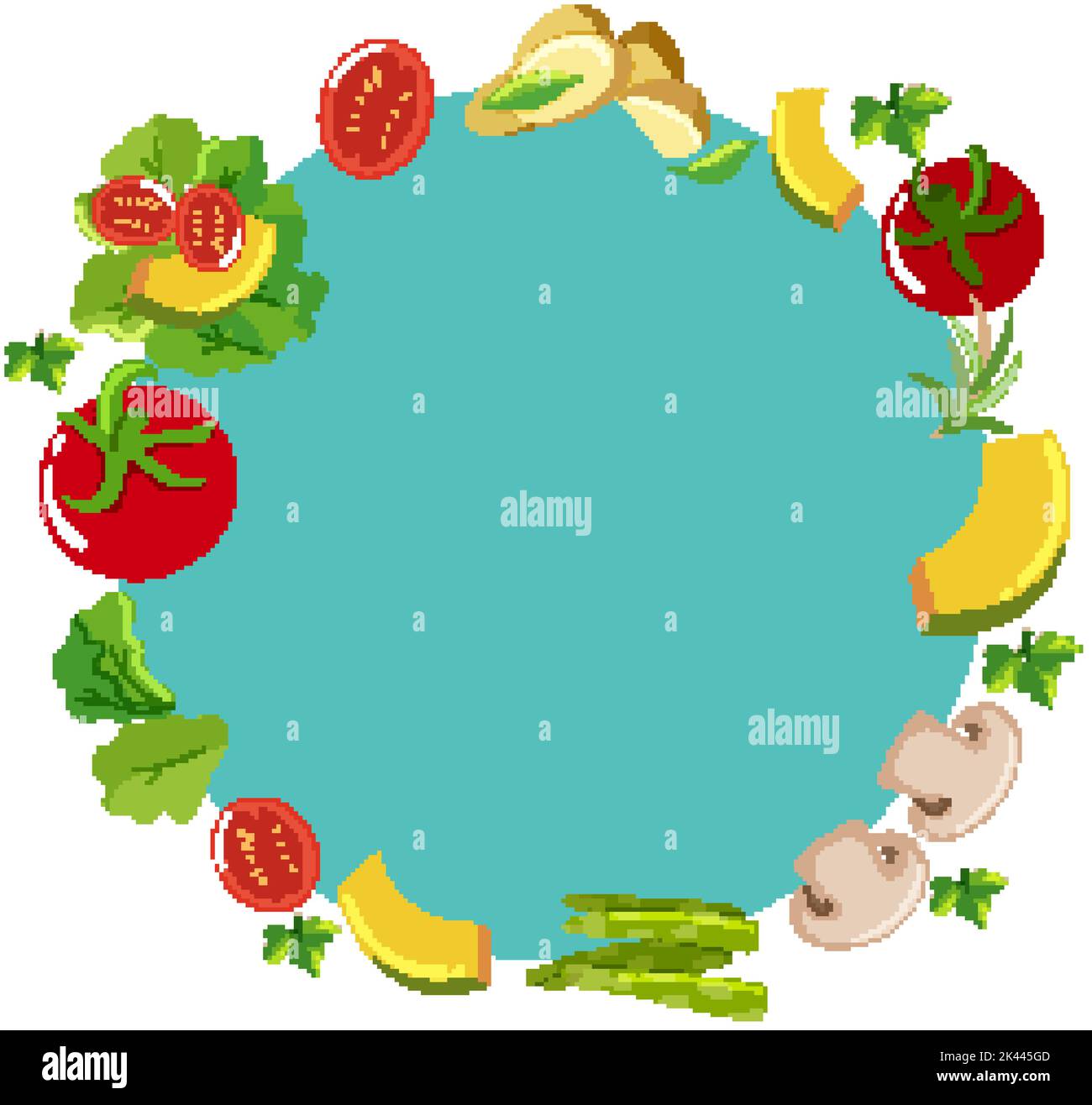 Vegetable salad frame template illustration Stock Vector