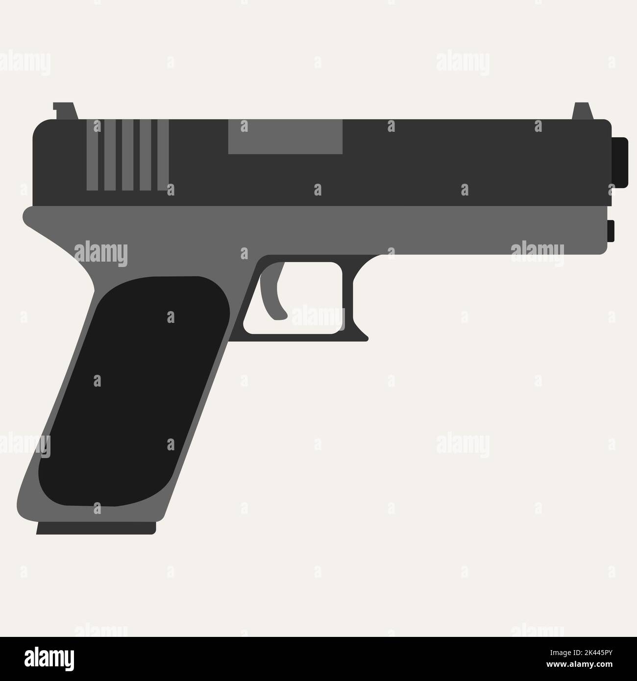 A black gun that is classified as a handgun that usually used by police