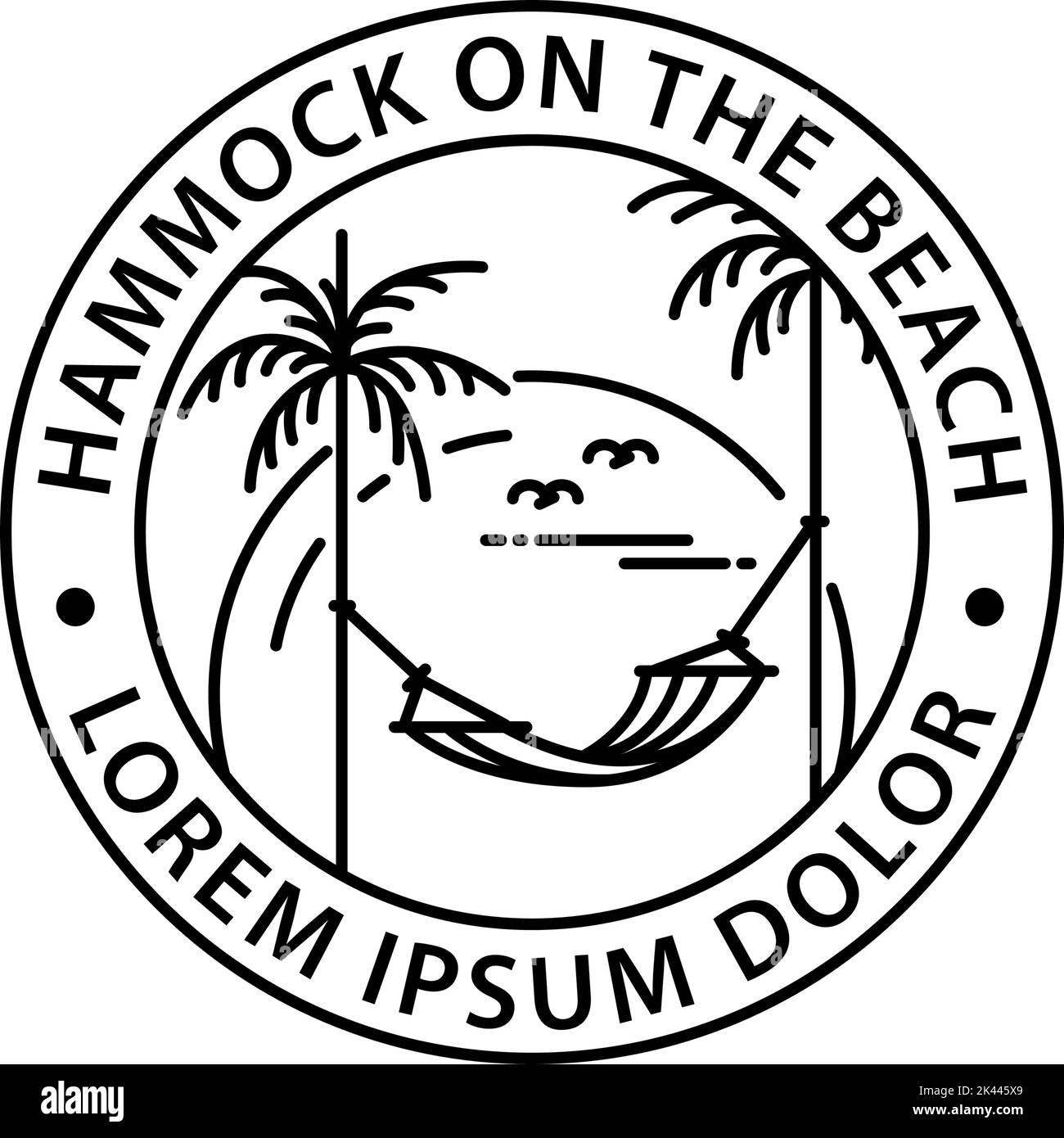 hammock logo round symbol stamp style outline vector design Stock Vector