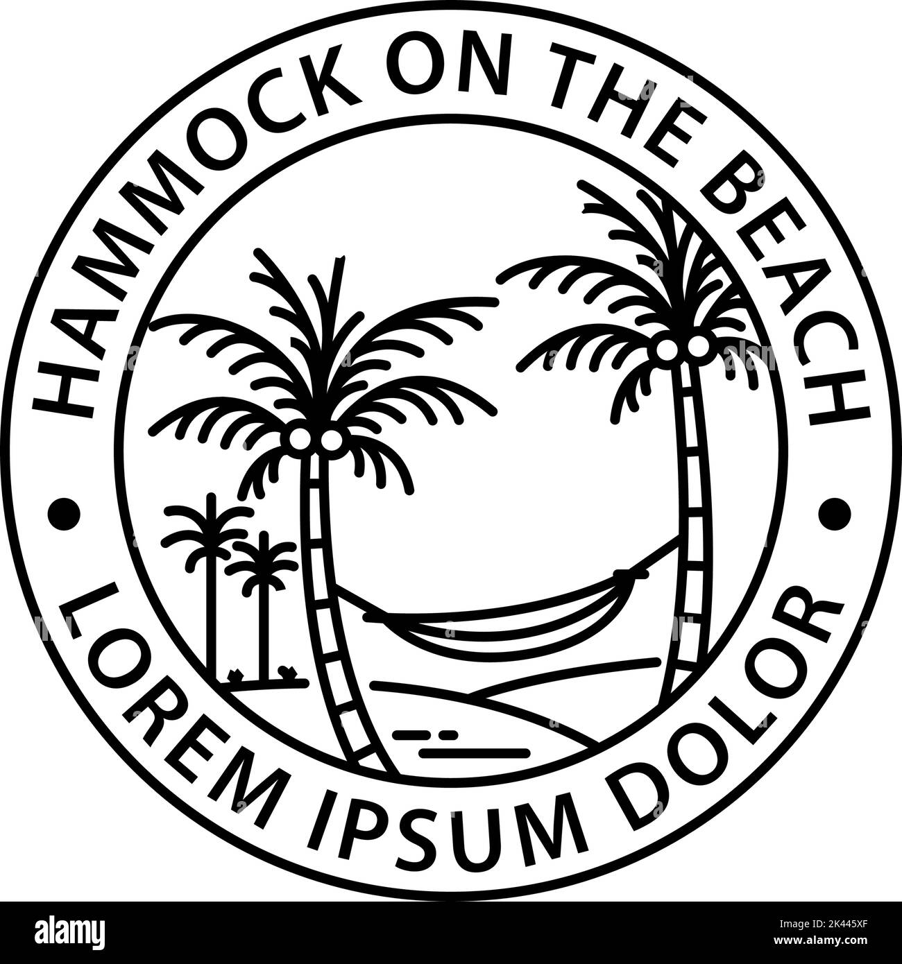 hammock logo round symbol stamp style outline vector design Stock Vector