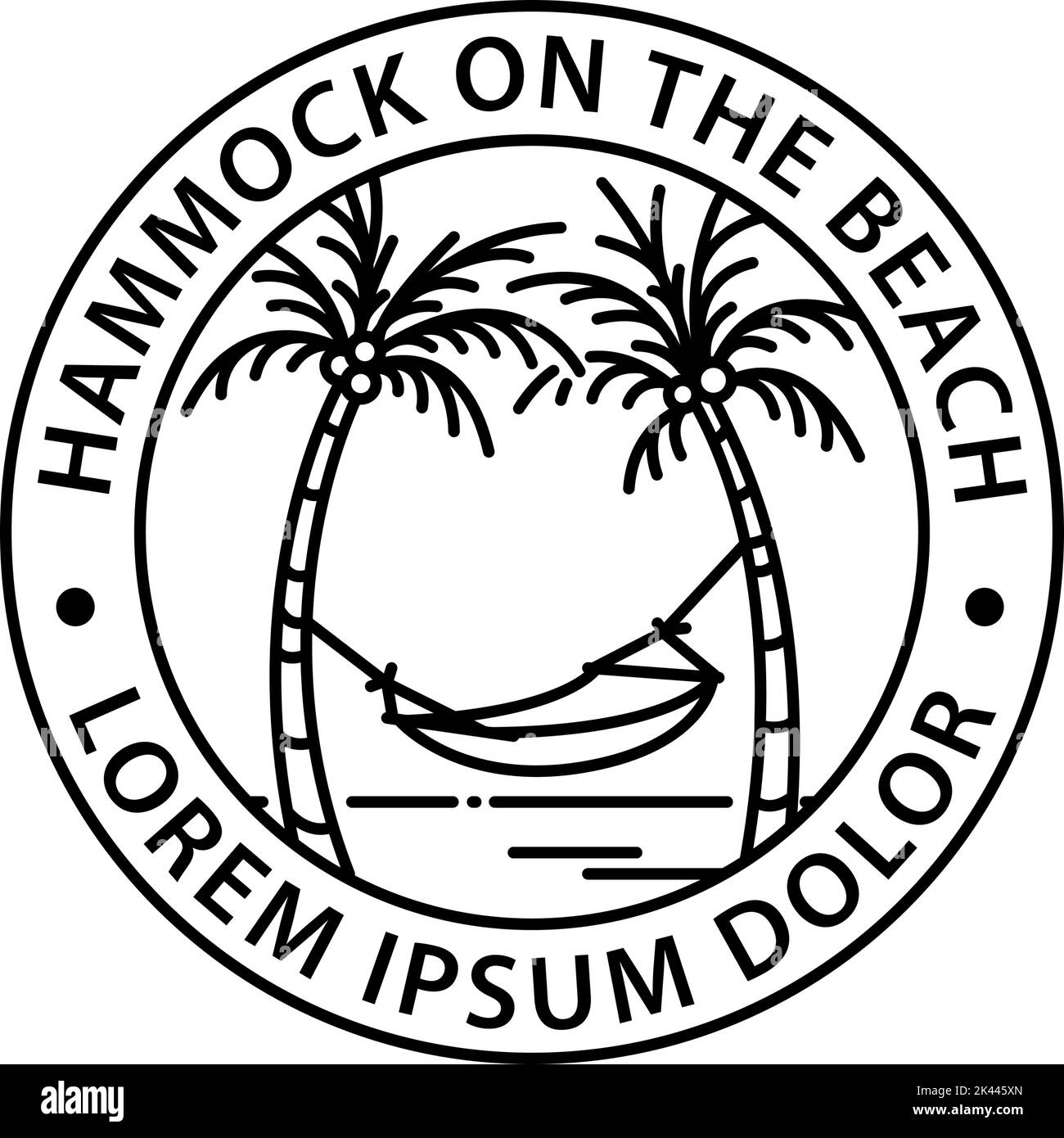 hammock logo round symbol stamp style outline vector design Stock Vector