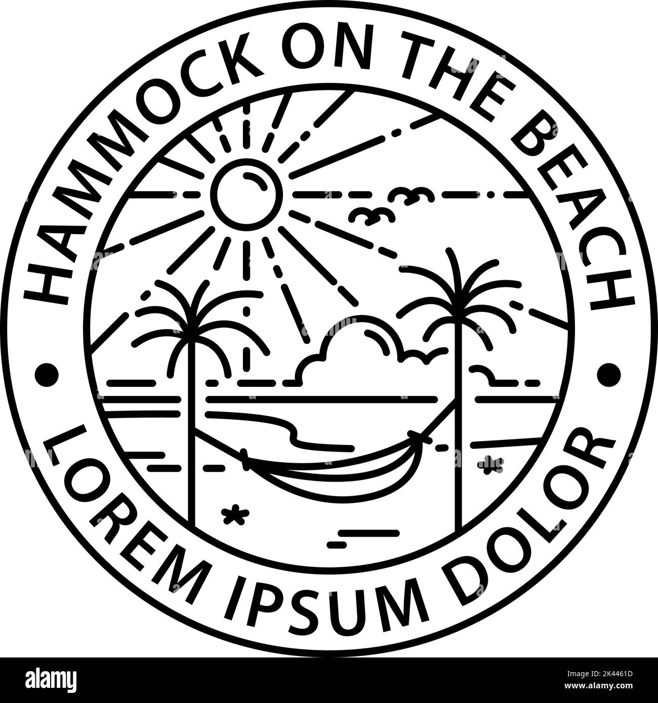 hammock logo round symbol stamp style outline vector design Stock