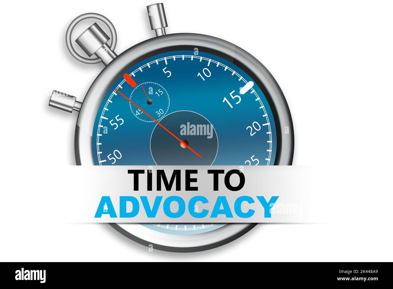 Time to advocacy banner on stopwatch, 3d rendering Stock Photo