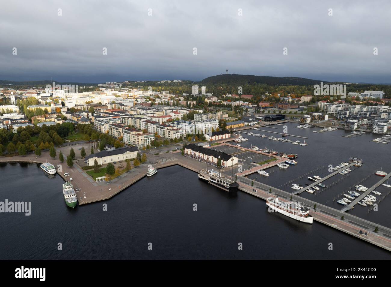 Aerial drone scenery of the city of Kuopio in Eastern finland., Norrthern Savonia Stock Photo
