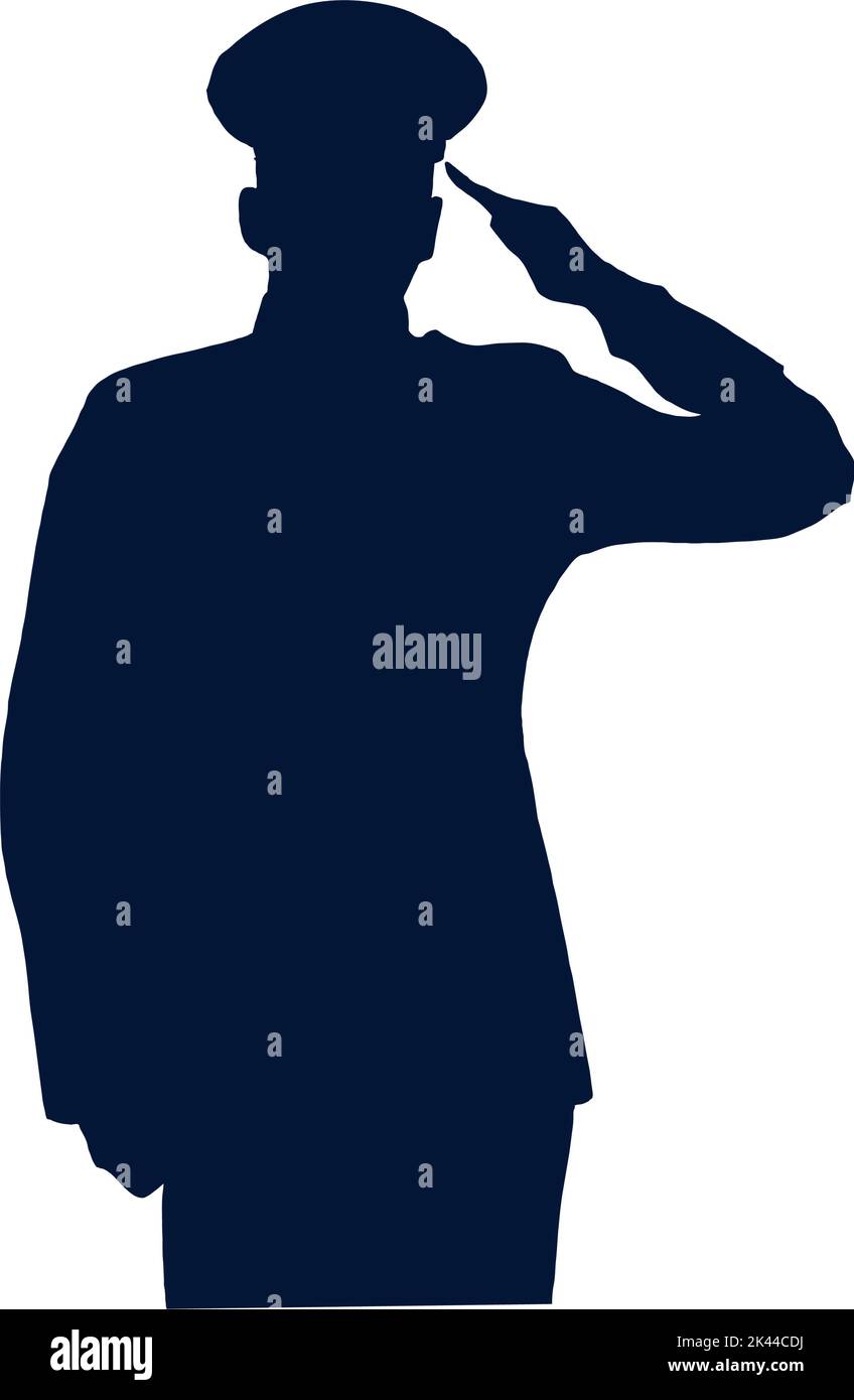 silhouette salute soldier Stock Vector
