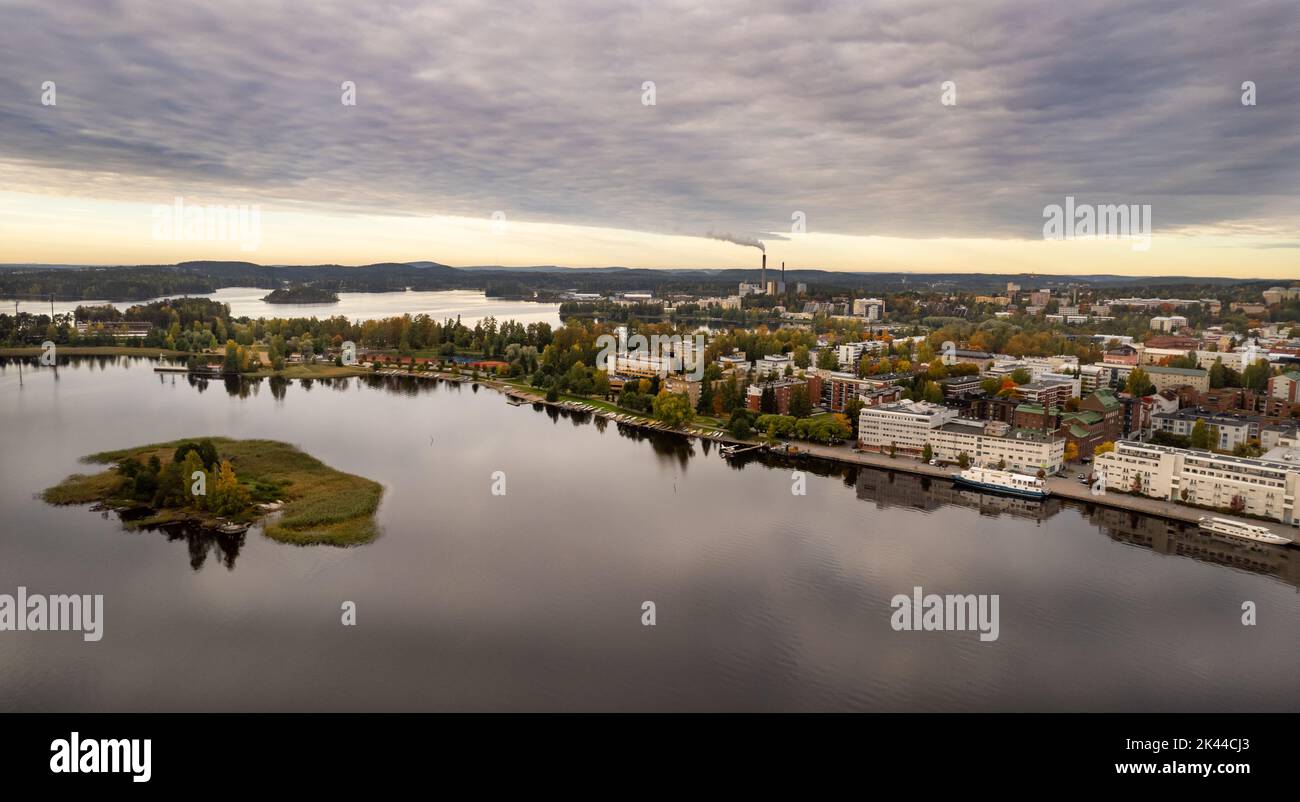 Aerial drone view Kuopio city and lakes in Eastern finland., Norrthern Savonia Stock Photo