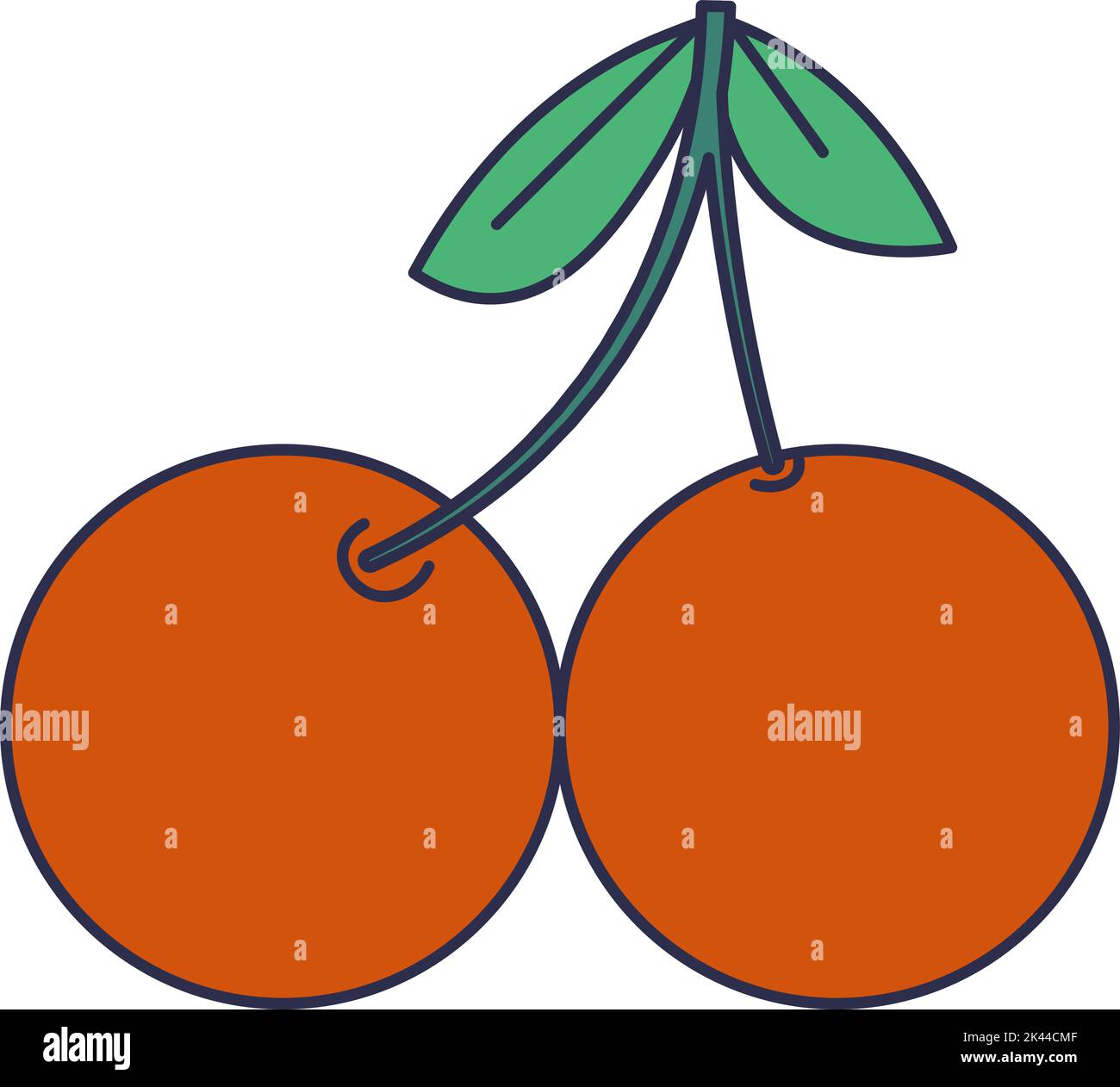 Cherries on branch with leaf, fruits and berries Stock Vector