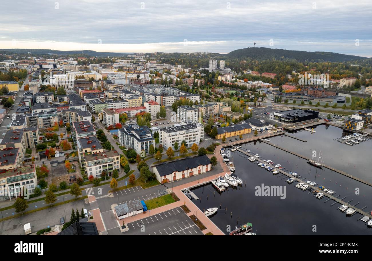 Aerial drone scenery of Kuopio city in Eastern finland. Norrthern Savonia Stock Photo