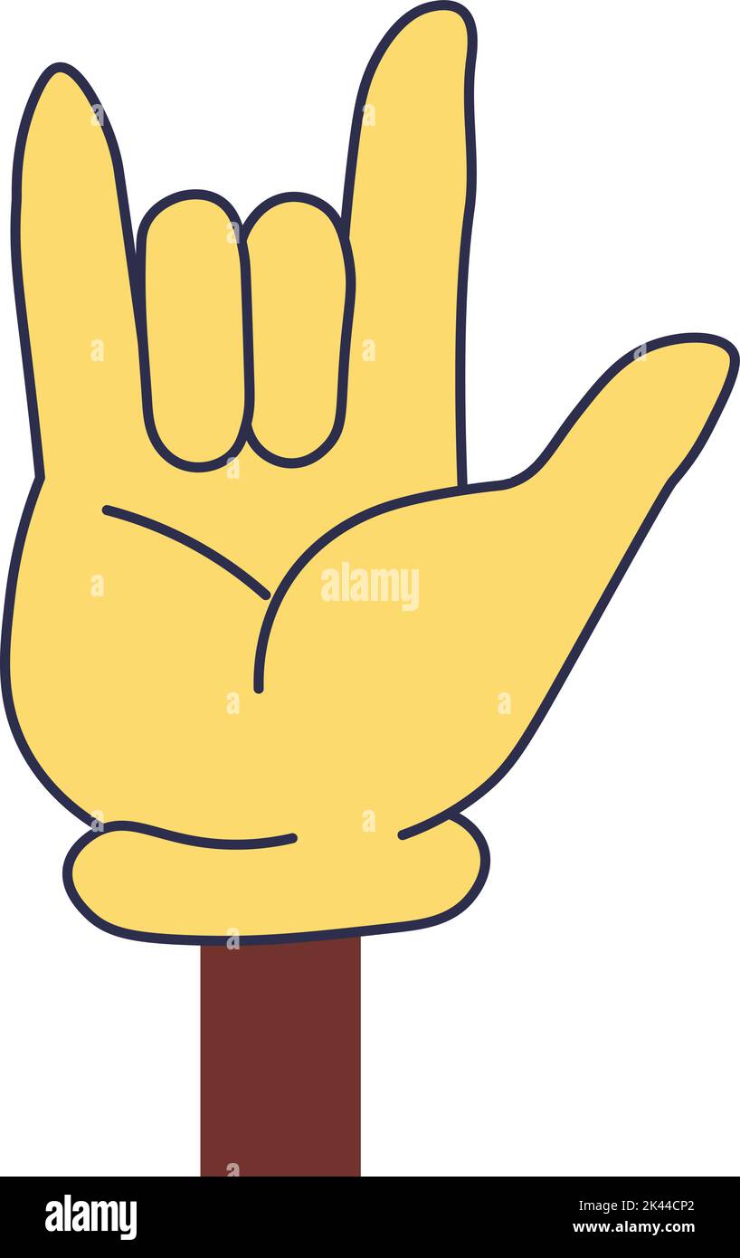 Hippie hand gesture, rock and roll sign vector Stock Vector