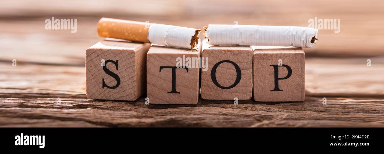 Stop Smoke Tobacco. Quit Cigarette Smoking. Smoker Control Stock Photo