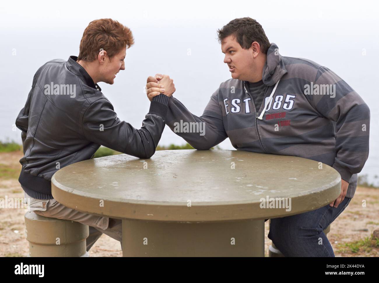 You havent got a chance. Two friends having an arm wrestling