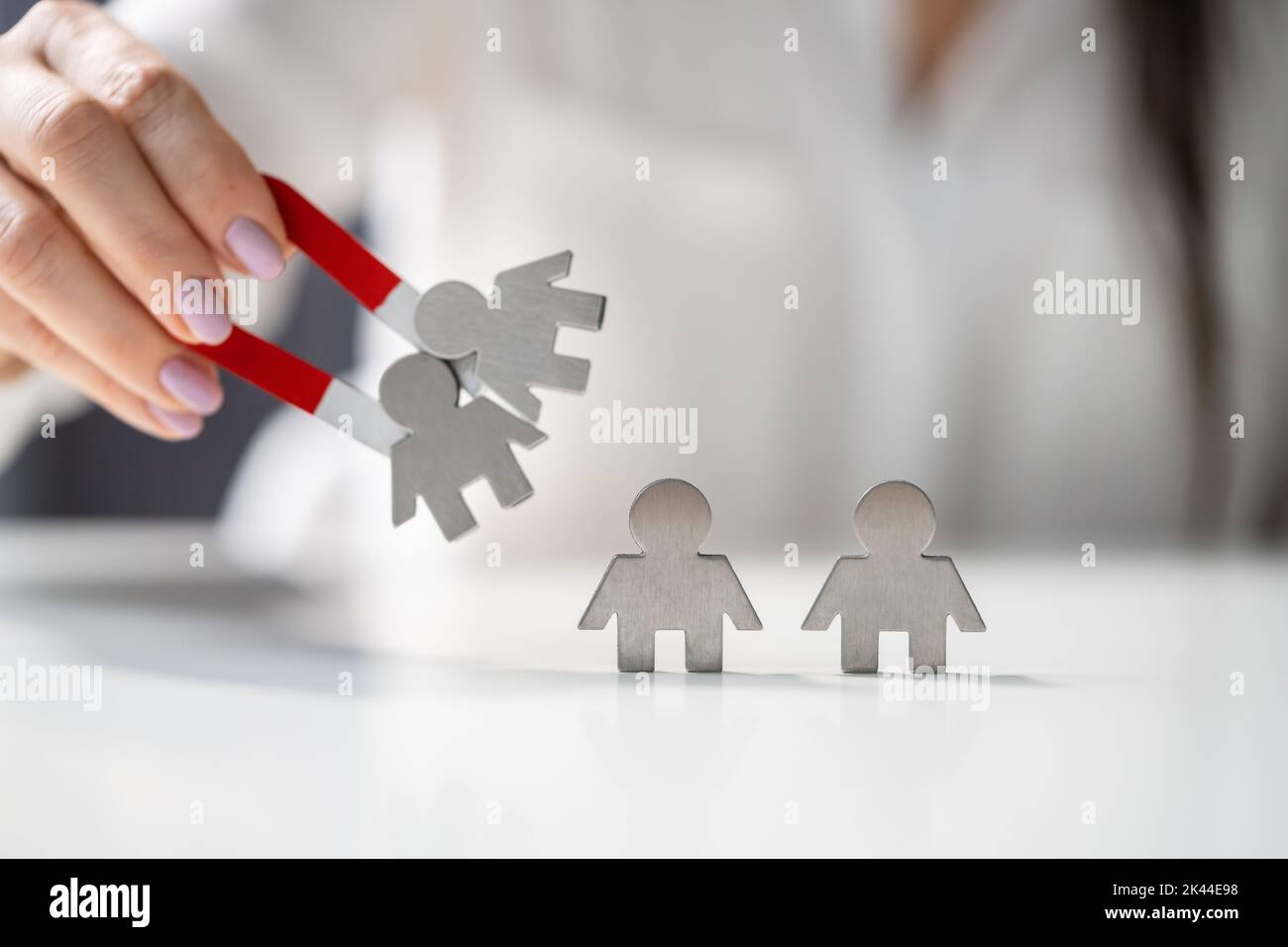 Attract Lead And Customer Using Magnet. Business Management Stock Photo