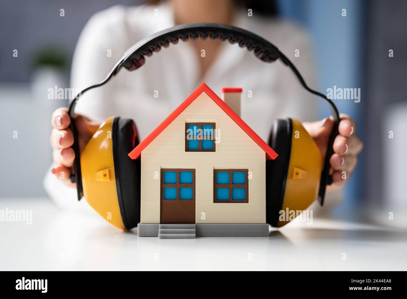 House Loud Noise Protection. Construction Sound Protection Stock Photo
