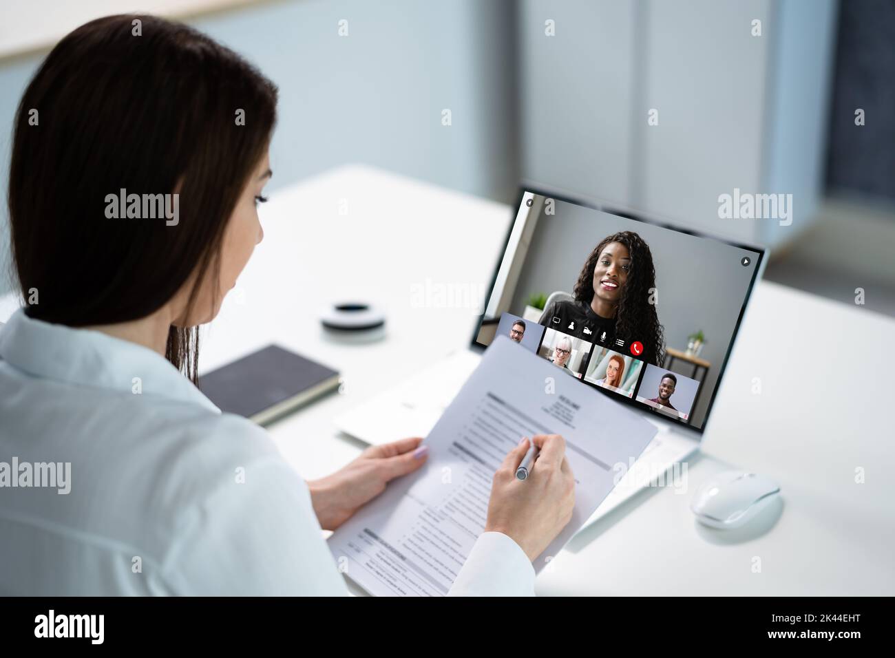 Virtual Job Interview Webcast Using Online Video Conference Stock Photo
