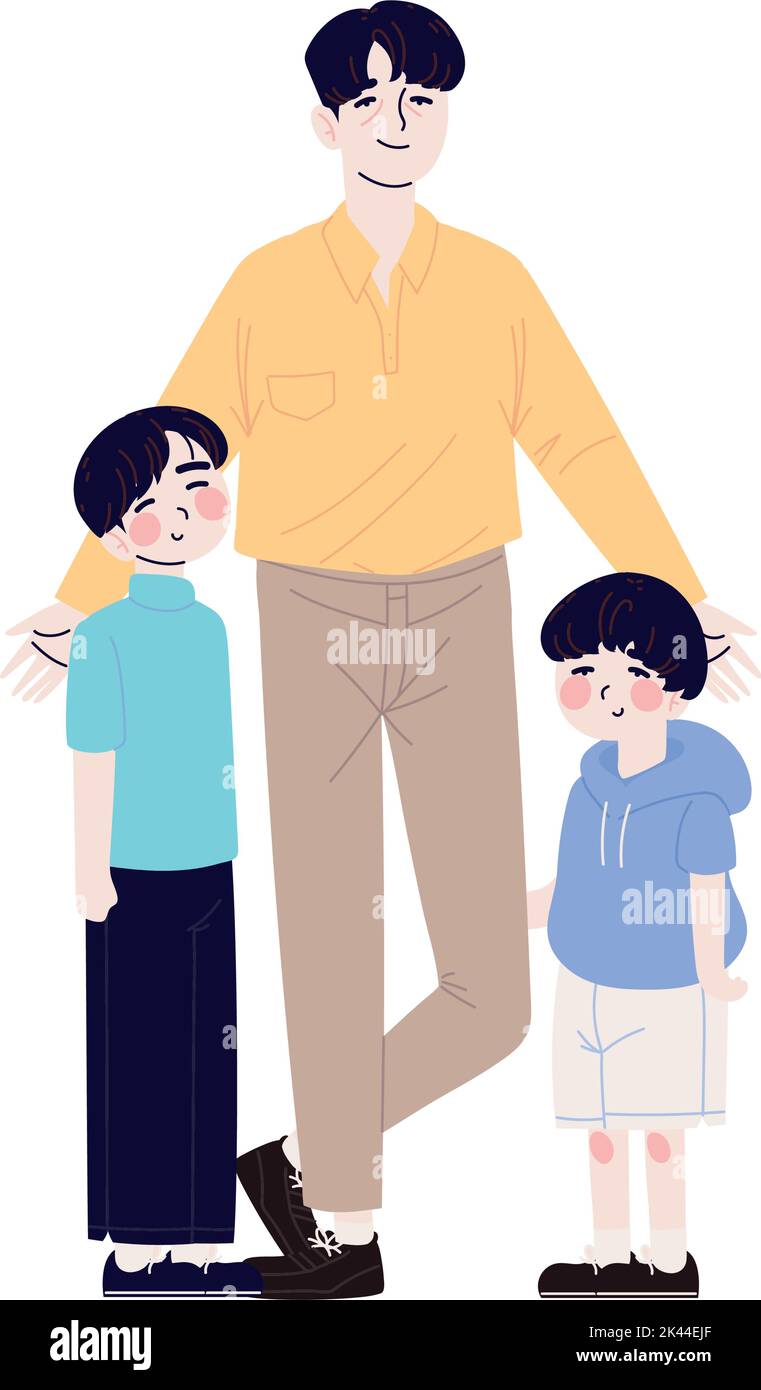 Korean family dad and boys Stock Vector Image & Art Alamy