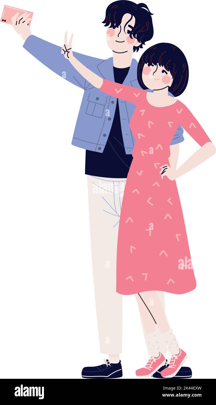 Korean couple with smartphone Stock Vector Image & Art - Alamy