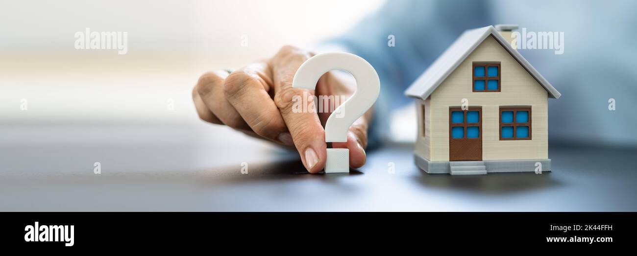 Real Estate House Mortgage Questions. Advice And Question Stock Photo