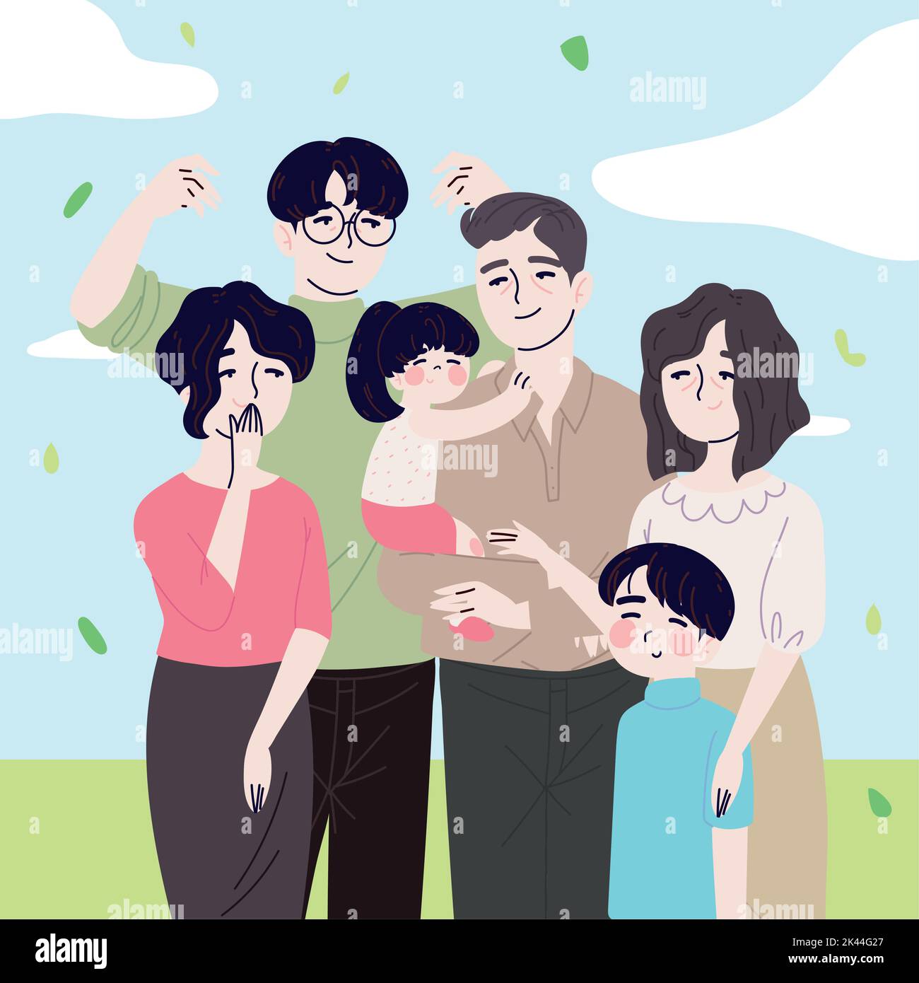 Korean family in the park Stock Vector Image & Art - Alamy