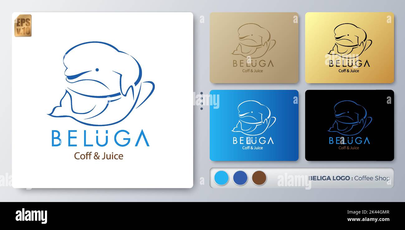 beluga whale vector illustration Logo design. Blank name for insert your Branding. Designed with examples for all kinds of applications. You can used Stock Vector