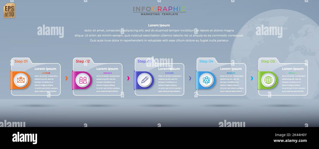 Infographic vector design Business colorful template folder 5 options ...